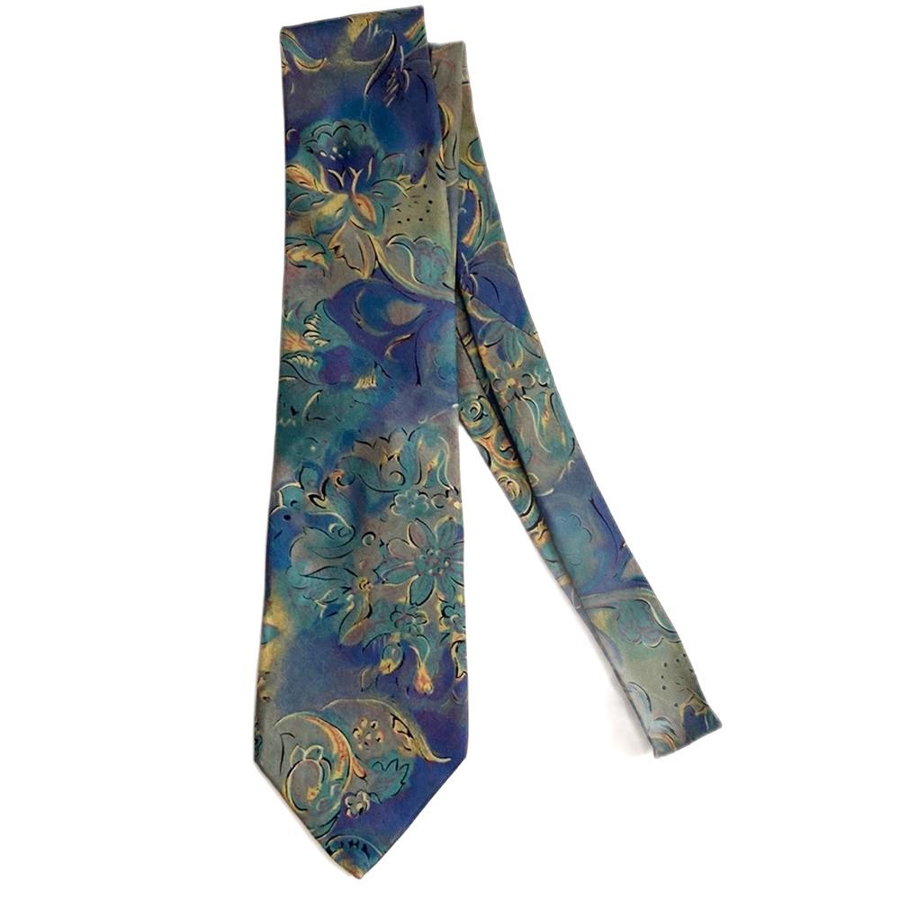 Cambridge Classics Mervyns Tie Green Blue Abstract Floral‎ Print